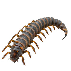 Obraz premium Angled view full body shot of a hyperrealistic Centipede animal isolated on a white transparent background