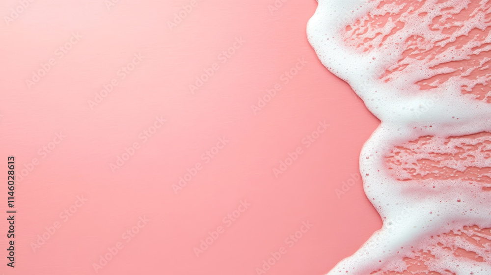 Poster bubbles and pink background create a calming and playful atmosphere in a creative composition