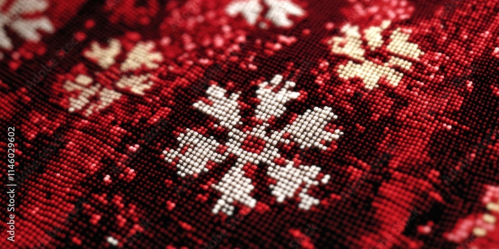 Poster a close-up shot of a red and white pattern, great for use in designs, marketing materials or as a te