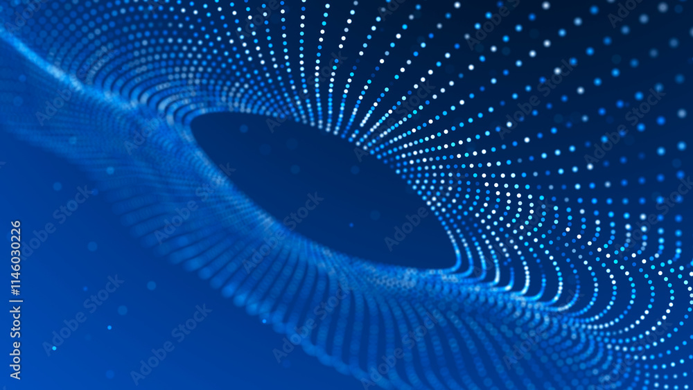 Leinwandbilder digital binary data tunnel. abstract connection of dots and lines on dark background. concept of net