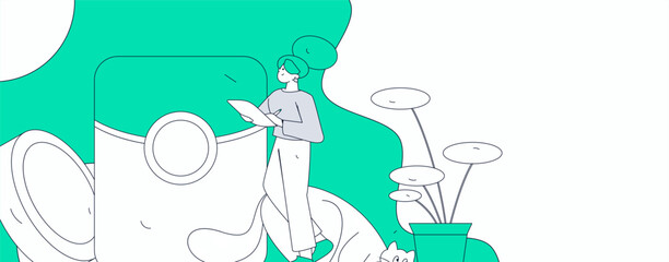 Use red envelopes to attract new customers and promote activity. Flat vector character concept illustration
