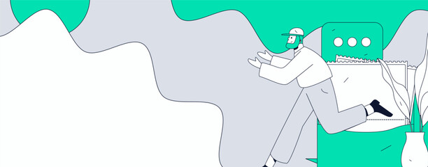 Use red envelopes to attract new customers and promote activity. Flat vector character concept illustration
