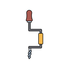hand drill lineal color line icon with white background vector stock illustration