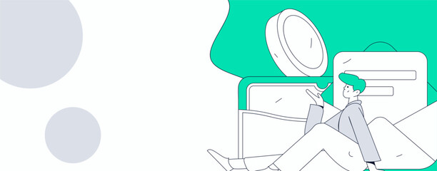 Use red envelopes to attract new customers and promote activity. Flat vector character concept illustration
