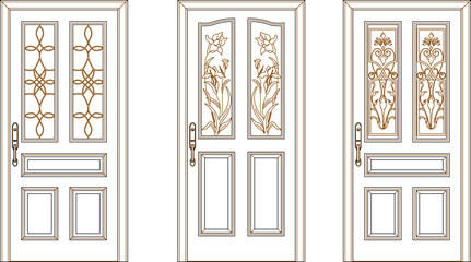 Obraz premium sketch vector illustration silhouette design technical drawing interior furniture old wooden door classic vintage.eps
