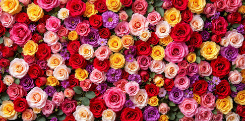 Colorful rose arrangement with mixed flowers  