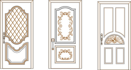 sketch vector illustration silhouette design technical drawing interior furniture old wooden door classic vintage.eps