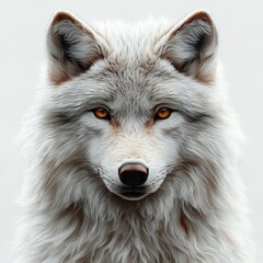 Obraz premium White wolf with detailed fur on white background