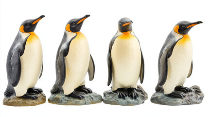 Fototapeta premium Realistic penguin figurines in row, showcasing their unique features and colors