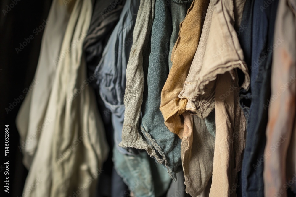 Poster a rack with multiple clothes items hanging from hooks, ready for use or storage