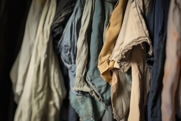 Fototapeta premium A rack with multiple clothes items hanging from hooks, ready for use or storage