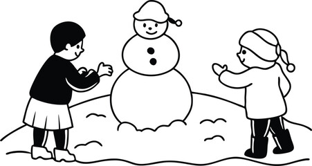 Children Building a Snowman