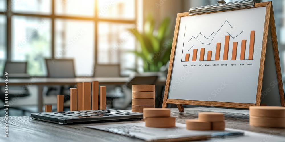Poster data presentation on digital whiteboard with graphs and charts
