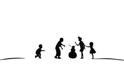 Children Building a Snowman