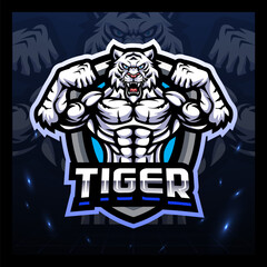 White tiger esport mascot logo design