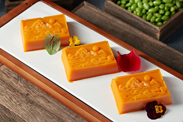 Delicious dessert cold dish pumpkin cake