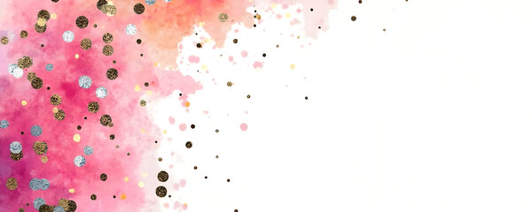 Obraz premium Watercolor Glitter Confetti Wash in Soft Dynamic Style with Pastel Tones of Pink, Silver, and Gold for Text Overlay Background