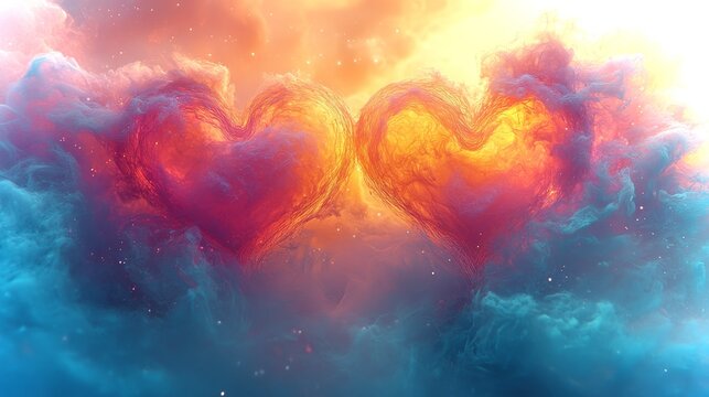 Unique digital artwork of intertwining hearts symbolizing love and connection for Valentine's Day