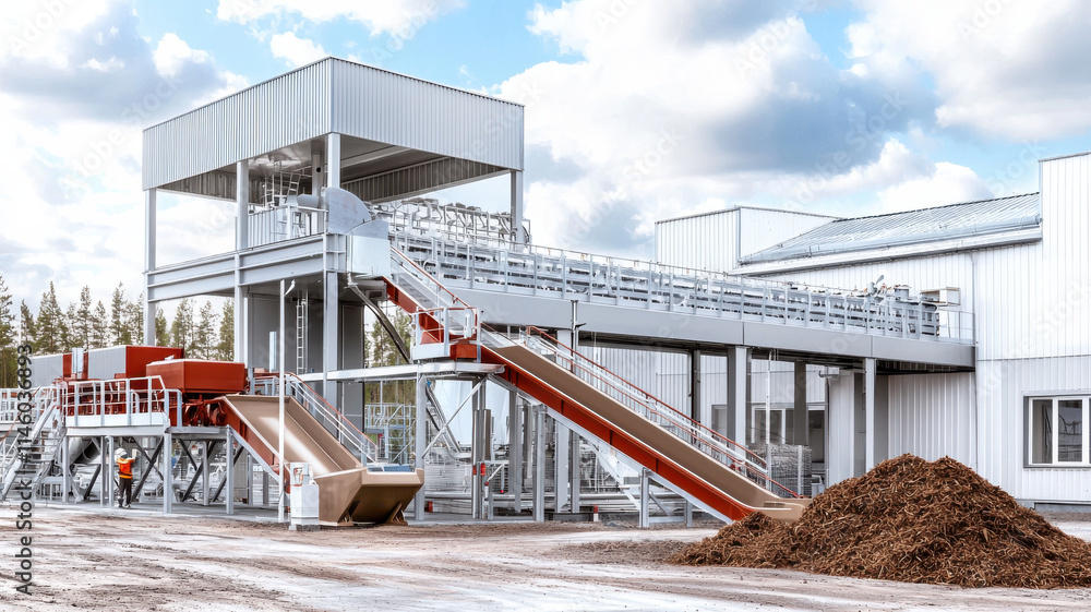 Poster advanced composting facility with eco robots managing waste efficiently