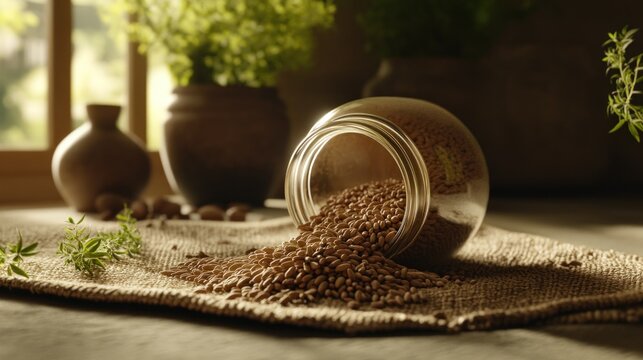 A small jar of whole cumin seeds
