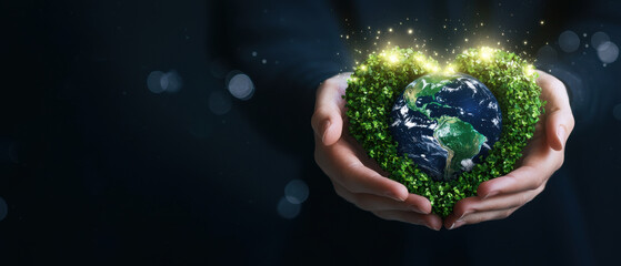 heart shaped globe surrounded by green leaves symbolizes eco activism