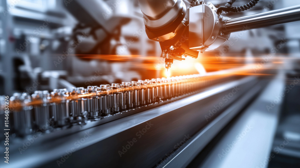 Poster automated machines filling pill containers on production line
