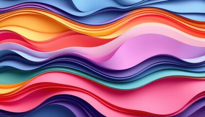 Obraz premium a close up of a colorful wave pattern made of paper,
