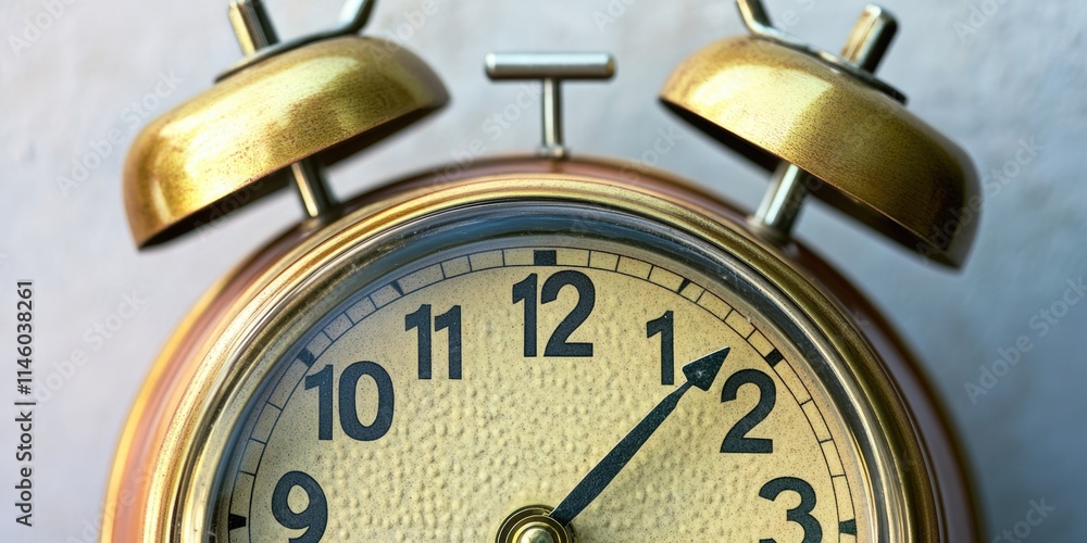 Poster a close-up view of a clock face on a wall, ideal for use in illustrations, designs or as a backgroun