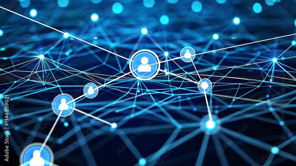 Aufkleber a vibrant network of glowing blue dots and lines showcases complex connections, highlighting the dyn