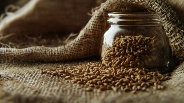 A small jar of whole cumin seeds