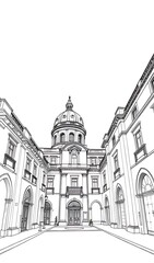 Fototapeta premium Elegant Palace Sketch: Detailed Architectural Illustration. AI Generated