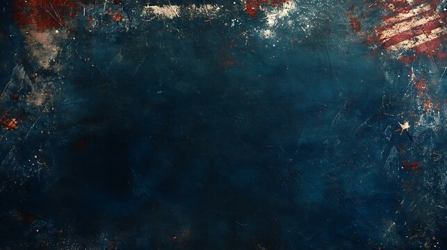 A vintage-style American flag overlay on a rich dark blue grunge background with space for honoring text