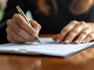 Professional Woman Signing Paperwork