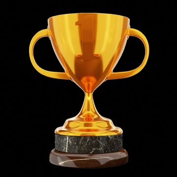 Coppa d'oro trofeo, 3d, animazione loop infinito con sfondo trasparente, rendering 3d
