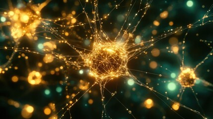 Obraz premium Vivid Digital Illustration of a Cosmic Scene with Neurons