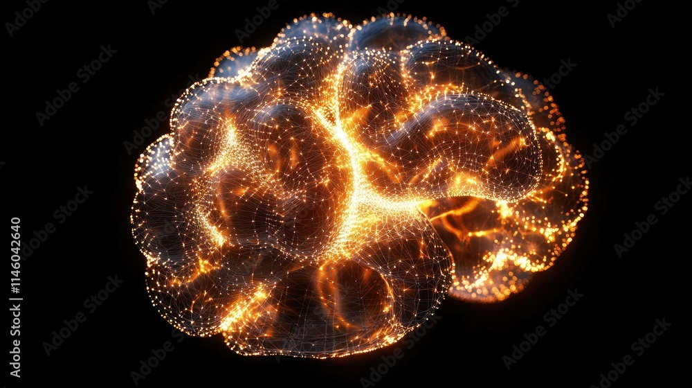 Aufkleber abstract illustration of a human brain with glowing neural connections and intricate patterns, repre