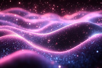 A deep purple and blue background with twinkling stars