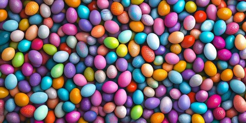 Fototapeta premium Easter background featuring a variety of small colorful eggs, perfect for adding festive charm to your projects. The Easter background enhances the vibrant appeal of these small color eggs.