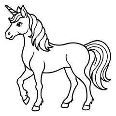 Cute unicorn Silhouette line art  black vector illustration