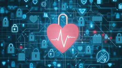 Obraz premium Health data security digital health infographic technology environment digital viewpoint cybersecurity concept