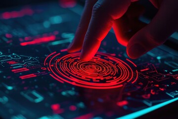 Interactive digital interface technology lab visual display modern environment close-up view futuristic concept