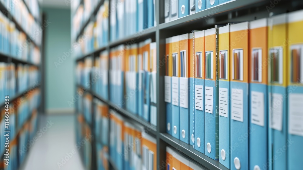 Poster organizing archive files office storage room document management professional environment close-up v
