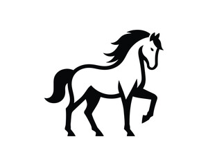 Horse logo design icon symbol vector illustration. Horsepower silhouette logo. Animal logo. Black color horse icon logo vector template.
