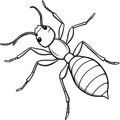 Cute Ant Silhouette line art  black vector illustration