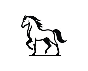 Horse logo design icon symbol vector illustration. Horsepower silhouette logo. Animal logo. Black color horse icon logo vector template.