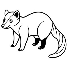 Cute Coati Silhouette line art  black vector illustration