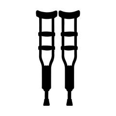 Black crutches silhouette vector illustration on white background
