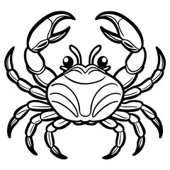 Cute Crab Silhouette line art  black vector illustration
