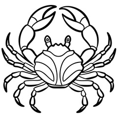 Cute Crab Silhouette line art  black vector illustration