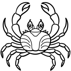 Cute Crab Silhouette line art  black vector illustration